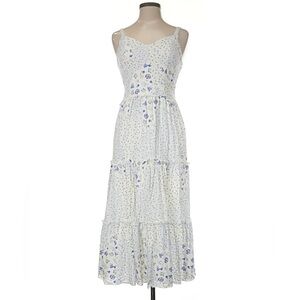 Patchwork Floral Blue and White Dress
